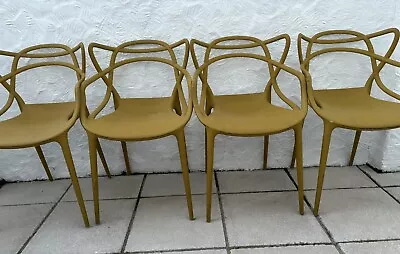 Four 4 Authentic Masters Chairs By Phillipe Stark Mustard Used Collect Swansea • £275