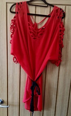 £7.99 • Buy Figleaves Red Sheer Kaftan/Beach Cover  20/22 BNWOT
