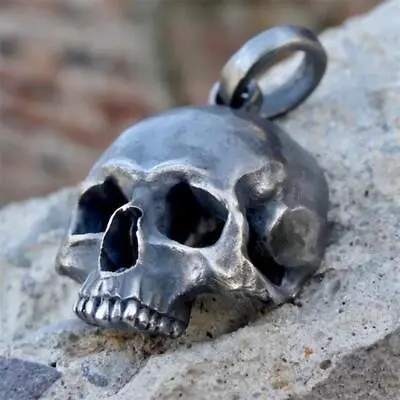 Black Skull New Men Pendant Necklace Stainless Steel Pendant Punk Biker Fashion • $10.99