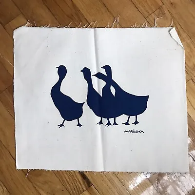 Vintage Marushka  Screen Print  Blue Bird Geese Ducks Michigan MCM • $39.98