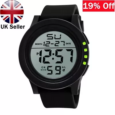 Men Digital Watches Sport Watch Military Waterresistant LED Backlight Wristwatch • £4.96