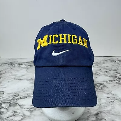 Michigan Wolverines Nike Center Swoosh Strapback Hat Cap Blue Embroidered • $29.99