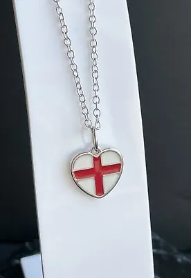 England Flag Heart Necklace Football Rugby St Georges Day Jewellery Saint George • £4.45