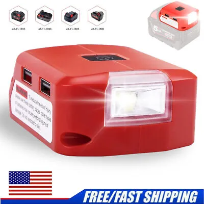 Dual USB Ports Phone Charger For Milwaukee M-18 18V-20V Li-ion Battery Adapter • $15.63