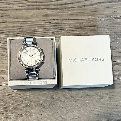 MICHAEL KORS Parker MK5353 Silver Women’s Wristwatch W/Box Excellent Condition • $45