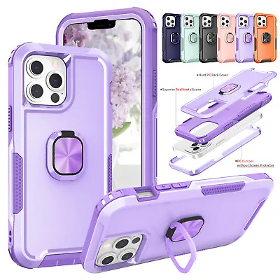 $15.70 • Buy For IPhone 14 13 12/11 Pro Max XS XR Heavy Duty Shockproof Case Ring Stand Cover