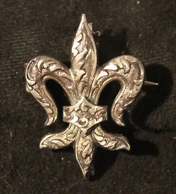 Vintage Silver Fleur De Lis Watch Or Cameo Lapel Pin Filigree Design • $13