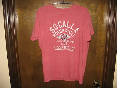 Mens Lucky Brand Red So Cal LA Motorcycle Club Los Angeles T-Shirt Size M • $7.95