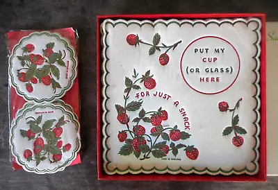 Vintage Strawberry Sandwichmats Placemats & Coasters Made In England • $19.95