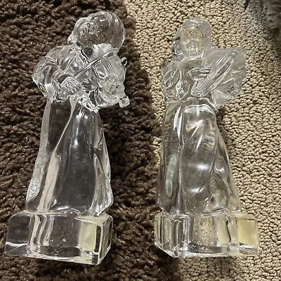 MIKASA Herald Collection Crystal Angels Set (2) Violin And Harp Playing Angels • $39.99