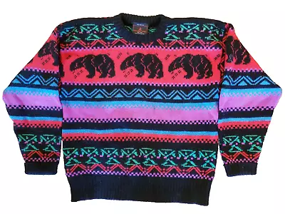 70s Demetre Fair Isle Ski Sweater Mens S Pure Wool Timberline Bear Oversized • $117.98