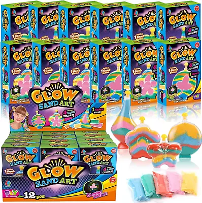 12 Pack Create Your Own Magic Sand Art Glitter Activity | Glow In The Dark Color • $40.19