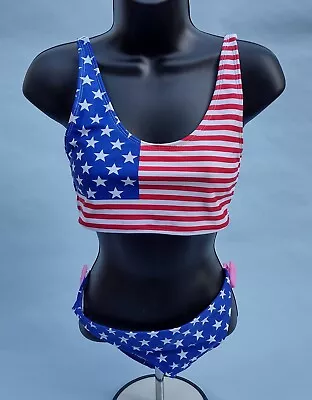 £19.05 • Buy Xhilaration American Flag Stars & Stripes Red White Blue Bikini Set Size Medium