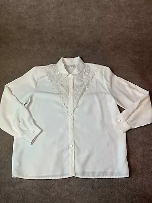 Vintage Blouse Top 16 Lace Beaded Button Front Steampunk Bohemian Edwardian USA • $19.99