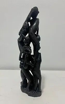 Ujamaa African Makonde Tree Of Life Ebony Wood Carving Sculpture Detailed • $79.99