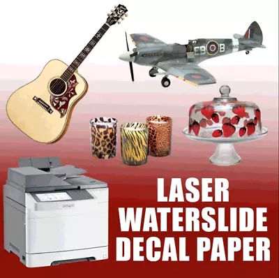 WATERSLIDE LASER Decal Paper WHITE 8.5 X11 100 Sheets MADE IN USA BEST ON EBAY#1 • £101.19