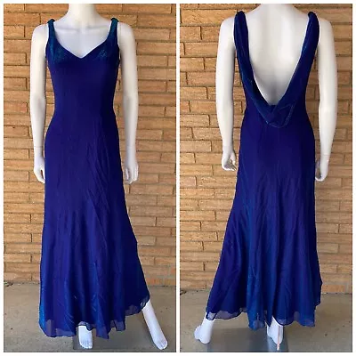 Mike Benet Formals  Formal Prom Dress Gown Iridescent Blue Size 6 Draped Back • $120