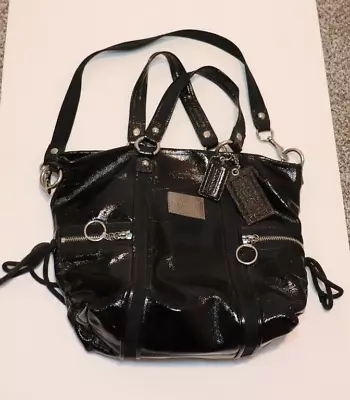 Coach Poppy Glam Shoulder Tote Patent Leather Black Handbag #c-0993-13835 • $59.15