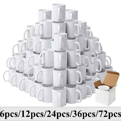 £6.99 • Buy Sublimation Mugs 11oz White Large Handle Mug ORCA Coated Heat Press Gift Boxes