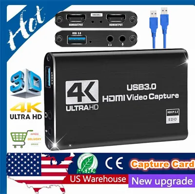 4K Video Capture Card 1080P 60fps HD Camera Recording HDMI To USB3.0 Live Game A • $20.94