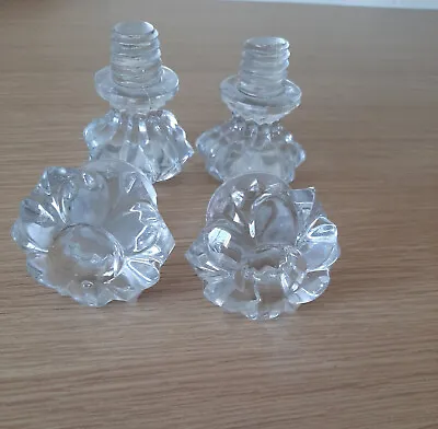 Set Of 4 Door Knobs In Clear Acrylic Glass Flower-shaped Tops Screw-in • £8