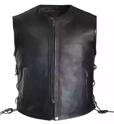 $48.99 • Buy Motorcycle Men Laced Club Vest Classic Zipper Bikers Style Leather Riding Vest 