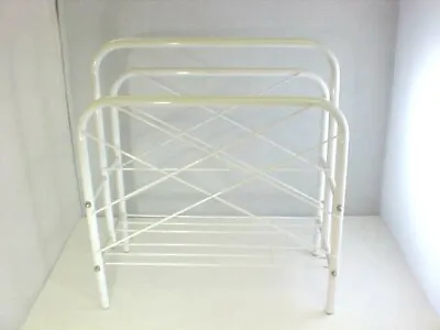Magazine Rack White Metal Use For Newspaper As Well Used Good Condition • $9.04