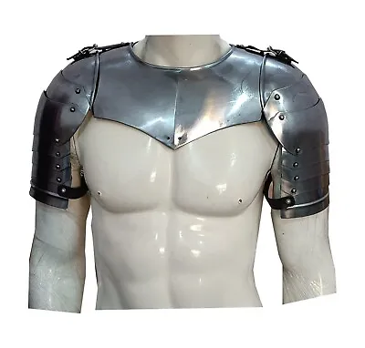 Medieval Iron Gorget Spaulders Arm Shoulder Set Viking Crusader Pauldrons Armor • $74