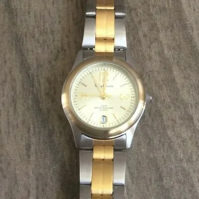 Oleg Cassini Women's Watch Round Gold Date Dial On A Two Tone Band New Vintage! • $29.99
