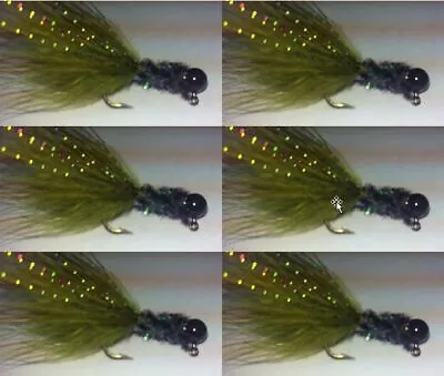 6pk Black Pearl Olive Hand Tied Marabou Jigs-SteelheadTrout 1/64-3/8 Oz • $10.80