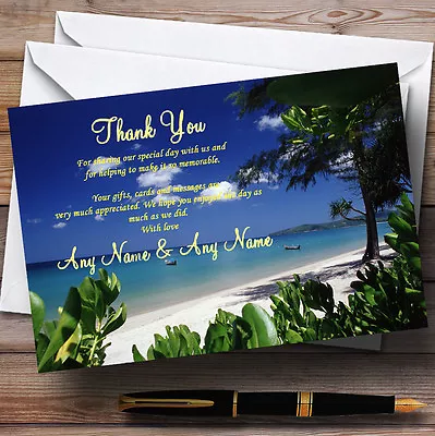 £13.95 • Buy Thailand Beach Palm Tree Personalised Wedding Thank You Cards