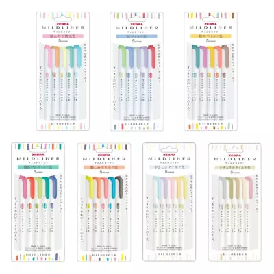 Zebra Mildliner Marker Double-Sided Highlighter Pastel Colour Pens (Pack Of 5) • $11.78