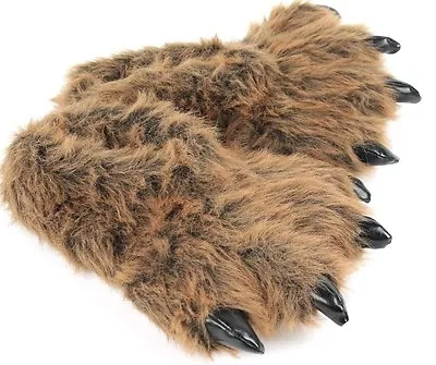 Grizzly Bear Paw Slippers - Furry Animal Feet Claw Slippers For Men And Women • $33.95