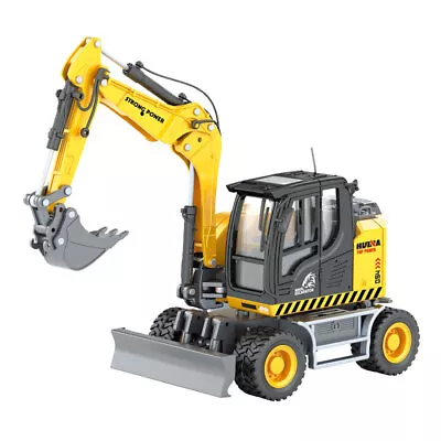 1/50 Scale Wheel Excavator Toy Diecast Construction Vehicle Model Toys Yellow • £27.59