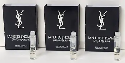 LA NUIT DE L'Homme EDT 0.04 Oz By YVES SAINT LAURENT (3 Carded Spray Vials MEN) • $14.99