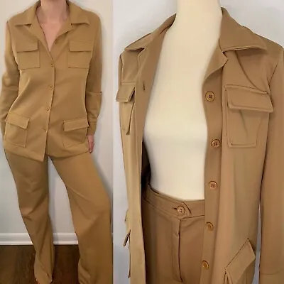 Vintage 70s Polyester Pant Suit Sears Camel Color • $45