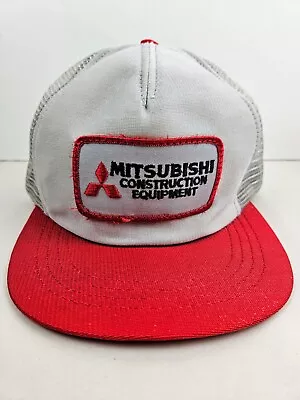 Vintage USA MADE Mitsubishi Construction Equipment Patch Trucker Hat Snapback • $32