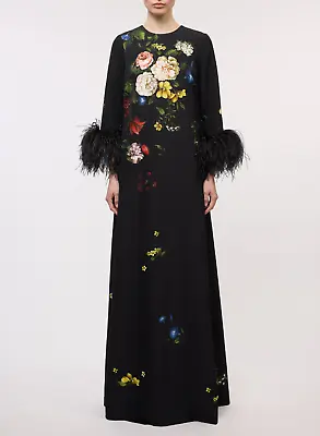 Women Custom Made Black Long Gown Dress Hand Paint Work Wedding Cocktail Attire • $1393.91