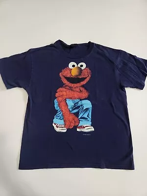 Vintage Elmo Sesame Street Blue T-Shirt Size Large Single Stitch Changes Tag 90s • $34