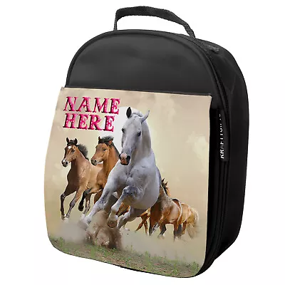 Personalised Lunch Bag School Horse Girls Kids Cooler Pony Lunchie Box ST084 • £14.95