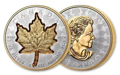 2024 Canada $20 1oz Proof Silver Maple Leaf Super Incuse With Gold Gilt OGP/COA • $199