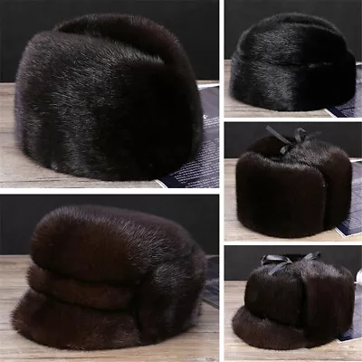 100% Real Mink Fur Hat Thicken Winter Warm Cap Fashion Outdoor Handsome For Men • $75.01