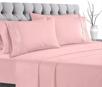 6 Piece Bed Sheet Set 1800 Series Microfiber Comfort Deep Pocket Hotel Bed Sheet • $23.97