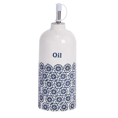 Olive Oil Dispenser Pourer Porcelain Dressing Drizzler Bottle - Blue Flower • £10