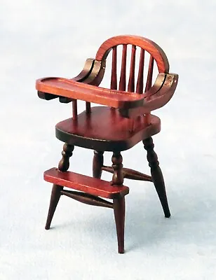 Dolls House Mahogany Coloured Babies High Chair Tumdee 1:12 Scale Miniature 115 • $8.24