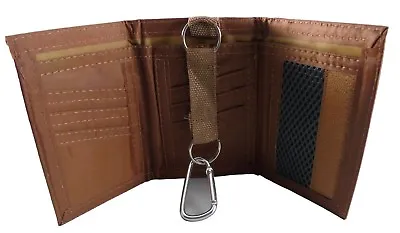 Mens Women Boys Girls Trifold  Leather Canvas  Key-Ring Wallet Zip Belt Hook • £7.59