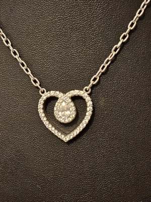 $139 • Buy Judith Ripka Sterling Silver Diamonique Heart Necklace