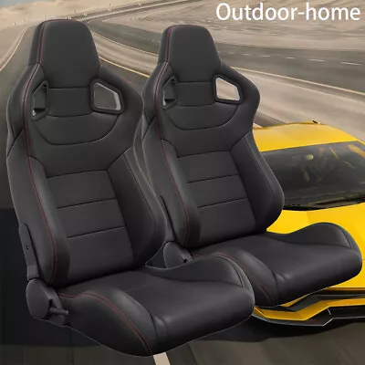 2Pcs Universal Racing Seats Reclinable Adjustable Bucket Seats Sport Game Seat • $359.99