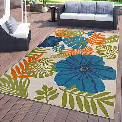 Rugshop Outdoor Rug Tropical Floral Leaves Indoor/Outdoor Carpet Balcony Rugs • $152.60
