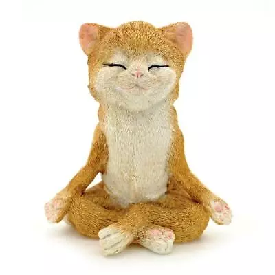 CUTE MEDITATING CAT STATUE 3.75  Yoga Lotus Pose Zen Kitty Resin Figurine NEW • $12.95